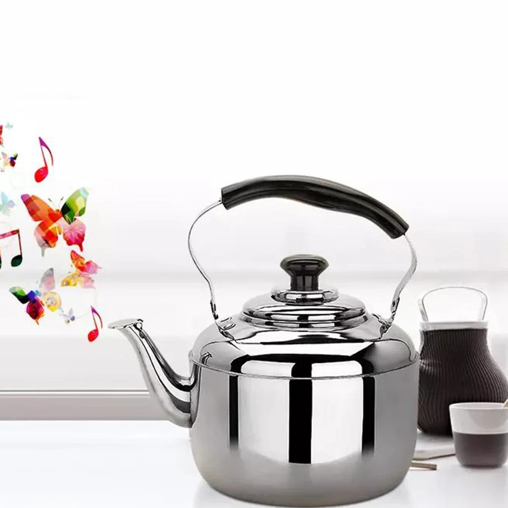 Stainless Steel Whistling Tea Kettle Coffee Kitchen Stovetop Induction 4L, 5L, 6L