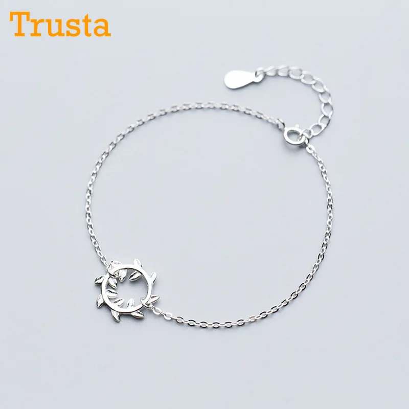 

Trusta 100% 925 Real Sterling Silver Fashion Women Jewelry Hollow Sun Flower Anklets Bracelet 16cm 22cm For Gift Girls LadyDS681