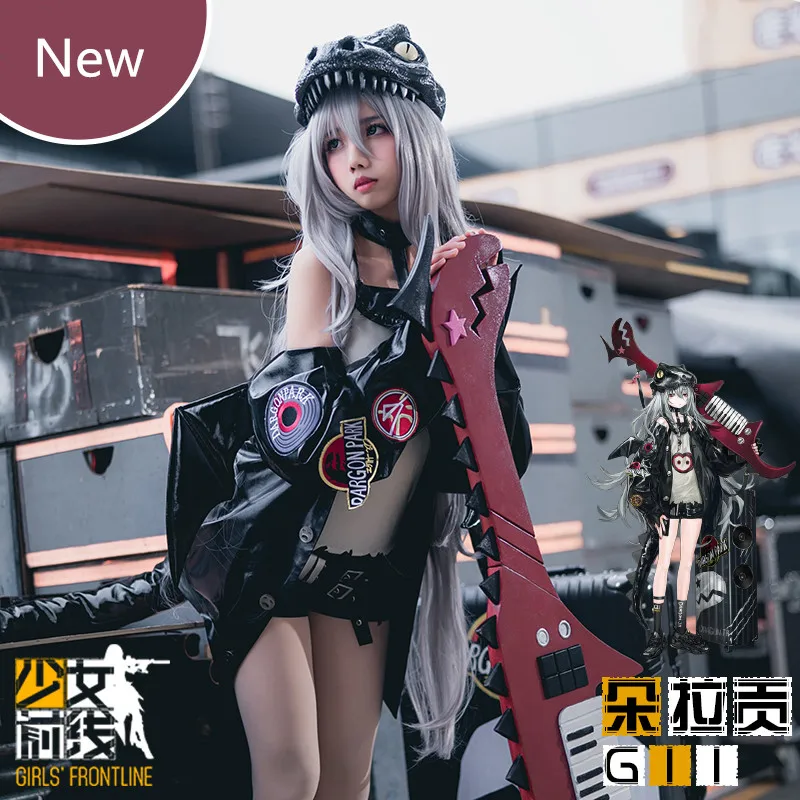 Аниме! Женский боевой костюм G11 Jr. Rock Skin Готическая униформа из искусственной кожи
