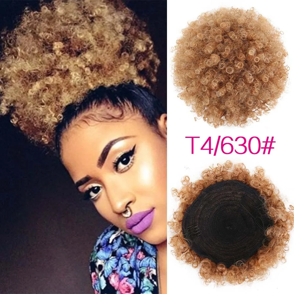 Synthetic Curly Hair Ponytail African American Short Afro Kinky Curly Wrap Synthetic Drawstring Puff Pony tail Hair Extensions