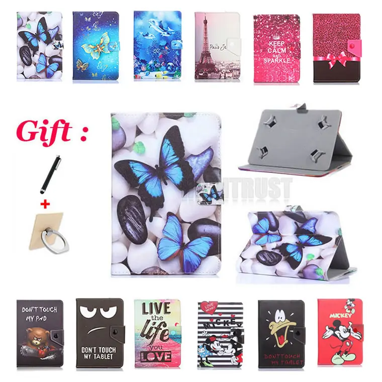 

Universal 10.1 inch Cartoon Pu Leather Stand Case For Asus MeMO Pad 10 ME102 ME102A K00F 10.1" Tablet Cover + 2 Gifts