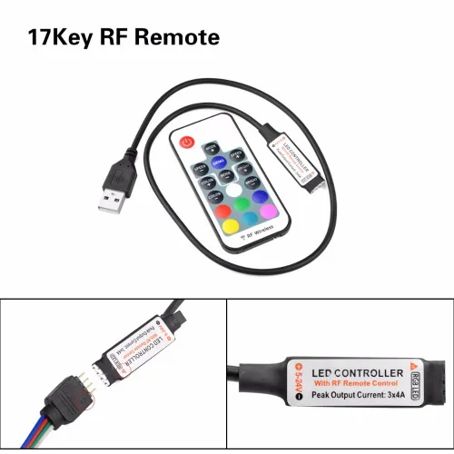 Usb СВЕТОДИОДНЫЙ светильник s 5 12 24 V Вольт Rgb Usb Rf пульт дистанционного управления 5v 12v 24v Usb светодиодный светильник 3 11 17 24 ключ дистанционного управления беспроводной