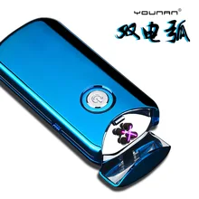 

USB Electric Double Arc Lighter Rechargeable Windproof Torch Lighter Cigarette Dual Thunder Pulse Cross Plasma Lighter