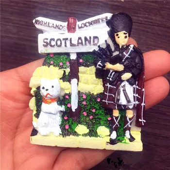 

Scotland Bagpiper 3D Resin Handmade Fridge Magnets England Travel Souvenirs Refrigerator Magnetic Sticker Home Decoration