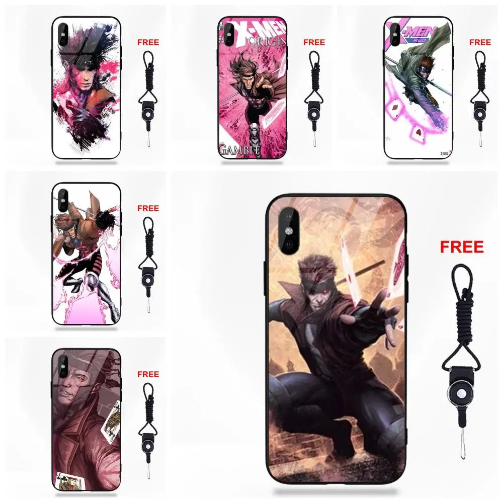 Vvcqod For Apple iPhone X XS Max XR 5 5C 5S SE 6 6S 7 8 Plus Soft TPU Frame+Tempered Glass Cover Comics Marvel Gambit Vvcqod For Apple iPhone X XS Max XR 5 5C 5S SE 6 6S 7 8 Plus Soft TPU Frame+Tempered Glass Cover Comics Marvel Gambit