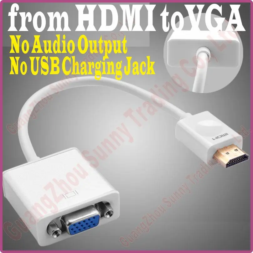 5 pcs/Lot Perak Warna HD Konversi Kabel HDMI untuk VGA Kabel Konektor
