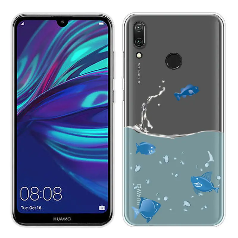 Cartoon Case for Huawei Y6 2019 Case Soft Silicone Back Cover Phone Case For Y7 2019 Honor 8x 9 10 Clear TPU Y 6 2019 Cover Capa (24)