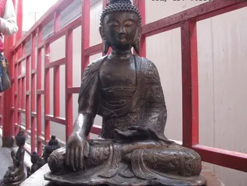

Chinese buddhism bronze gild eight treasures Sakyamuni tathagata buddha Statue