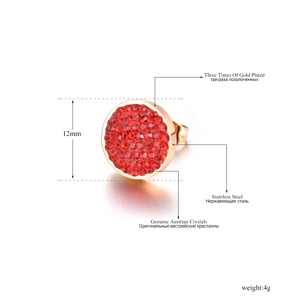 Lokaer ювелирные изделия розовое золото цвет нержавеющая сталь 3 цвета глина кристаллы Серьги гвоздики для девочек женщин Букле д 'ореиль E18037