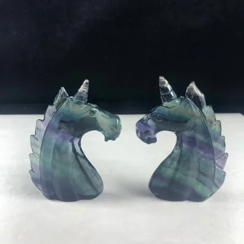 

Wonderful carved natural rainbow fluorite stone unicorn craft for gift for decoration DD
