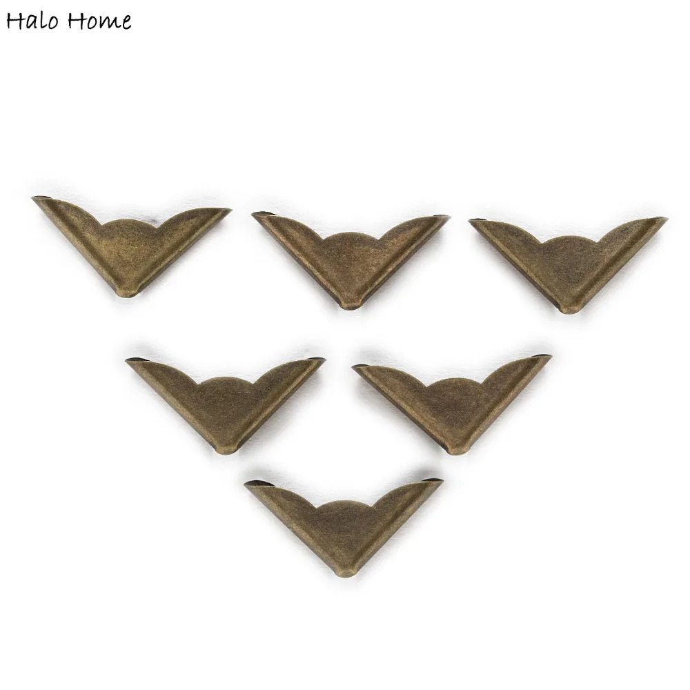 

50 Piece Antique Bronze Plated Book Scrapbooking Albums Folders Box Bags Metal Corner Protectors 32x22mm(1 1/8"x 6/8")