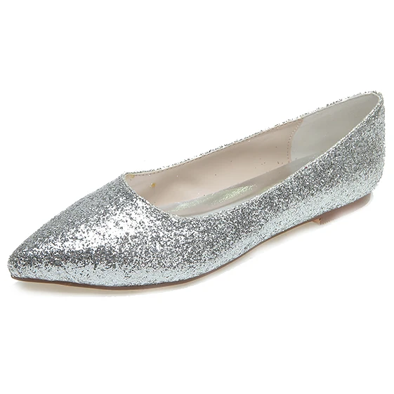 Женская Блестящая обувь на плоской резиновой подошве с острым носком|women flats|slip