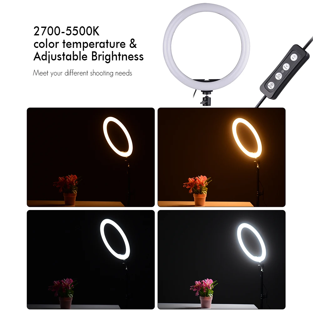 30cm/12" Outer Photography LED Selfie Ring Light lamp 2700-5500K Dimmable With Phone Holder For Makeup Video Live Studio Light