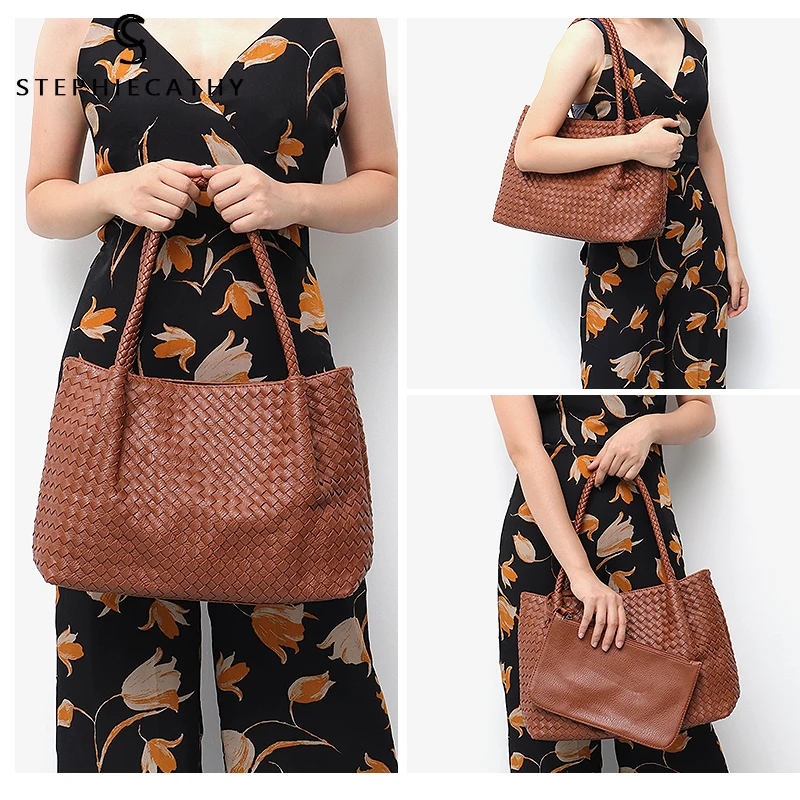 SC النساء النباتي جلدية يد الإناث كبيرة اليد عالية الجودة اليدوية المنسوجة كبيرة السيدات الكتف أعلى-حقائب بيد و محفظة حقيبة SC النساء النباتي جلدية يد الإناث كبيرة اليد عالية الجودة اليدوية المنسوجة كبيرة السيدات الكتف أعلى-حقائب بيد و محفظة حقيبة