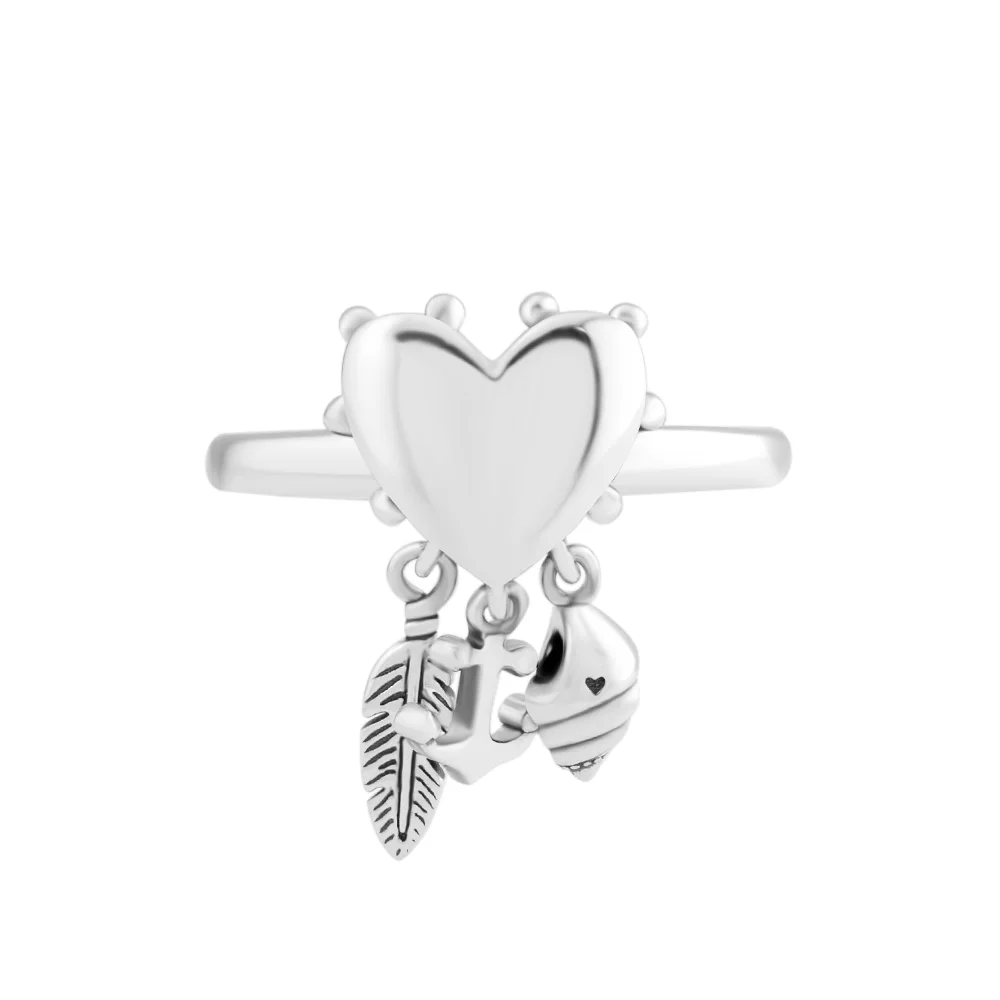 

Authentic 925 Sterling Silver Spiritual Symbols Ring For Women Original Fashion DIY Charms For Jewelry