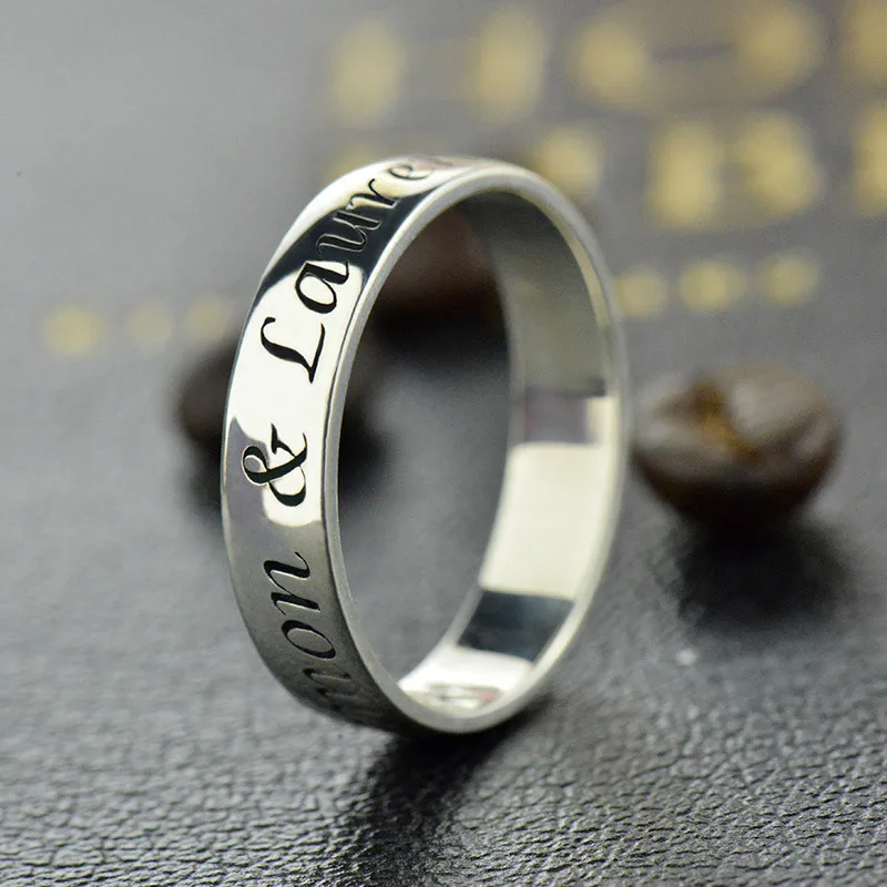 Costume Letter Rings for Women Engagement Promise Ring 925 Sterling Silver Custom Name Wedding Promise Ring Gift for Couple Men