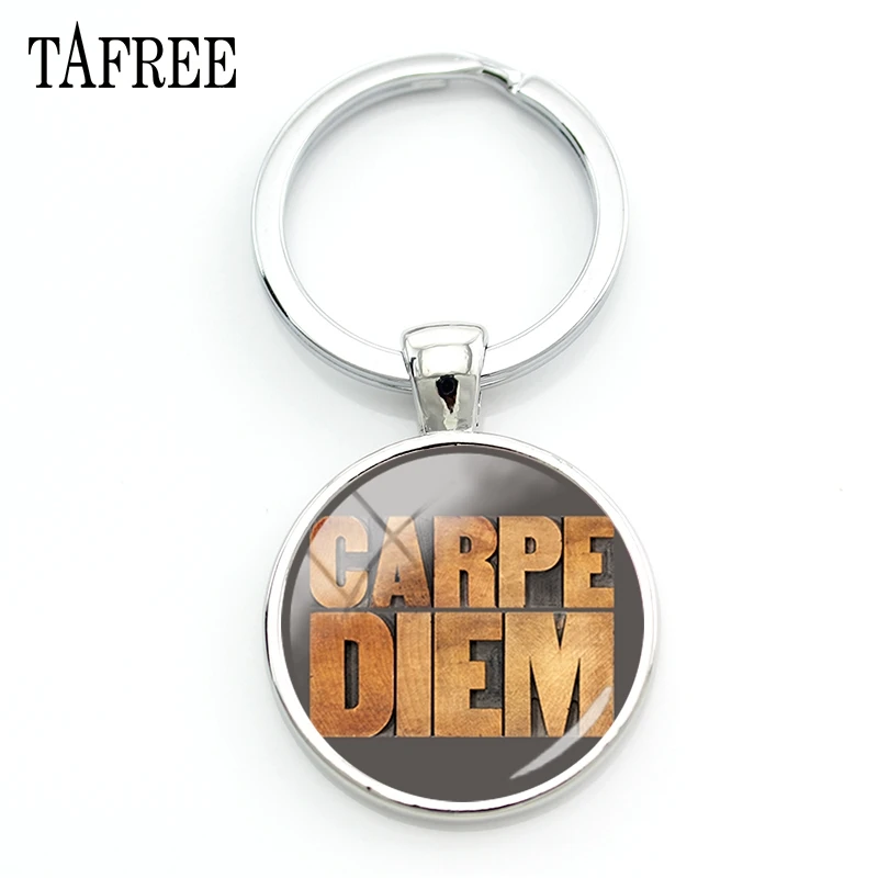 

TAFREE CARPE DIEM Keychain New Fashion Letter Style Key Chain Women Men Girls Key Ring Car Metal Pendant Jewelry CD23