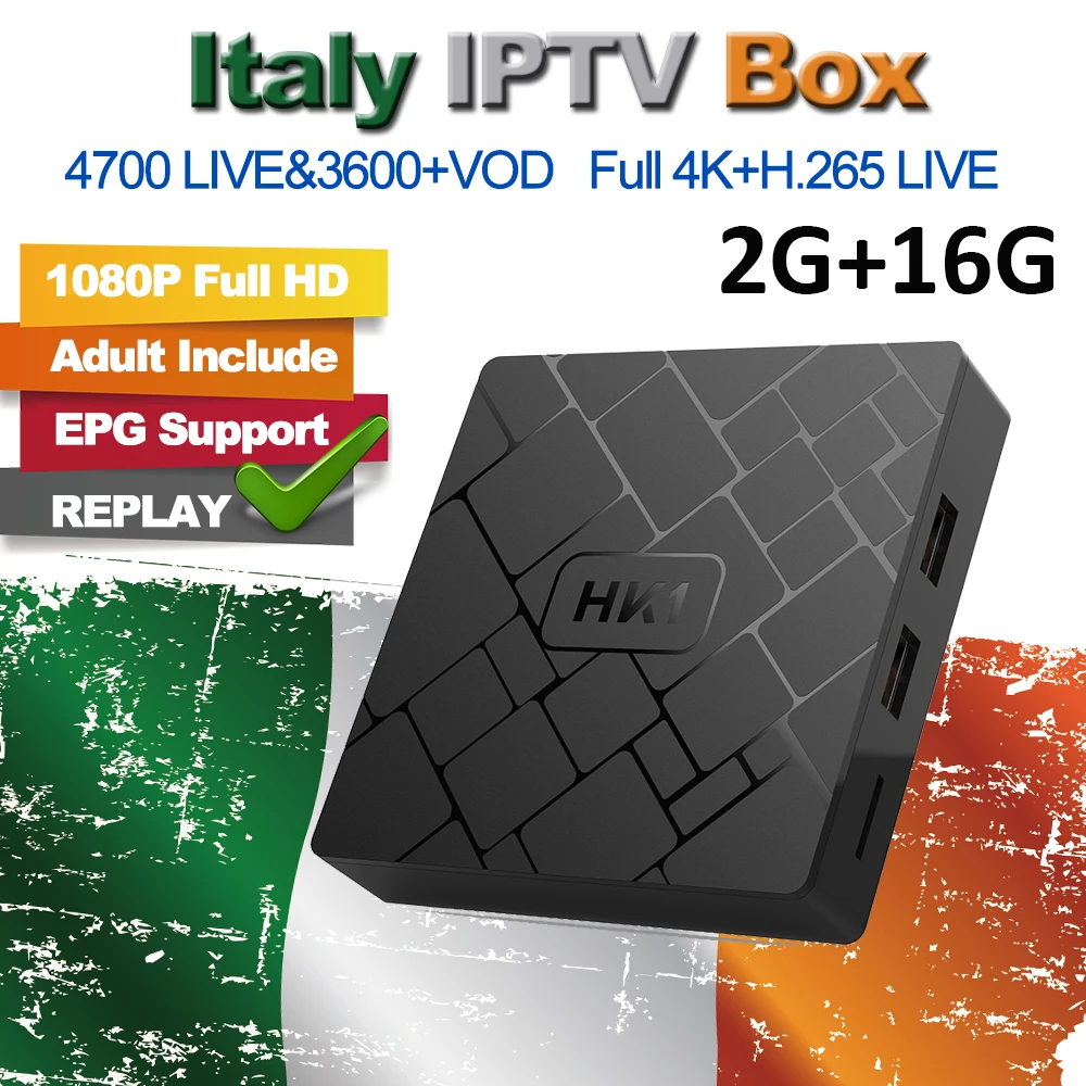 Preise Europa Italien IPTV HK1 Android 7.1 Smart TV Box 2G 16G Arabisch EX YU Spanien Portugal Schweden USA Französisch 4800 + Live M3U