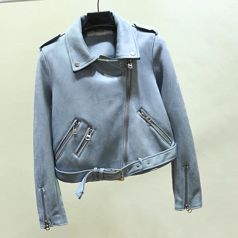Pu Jacket New Suede Motorcycle White 5