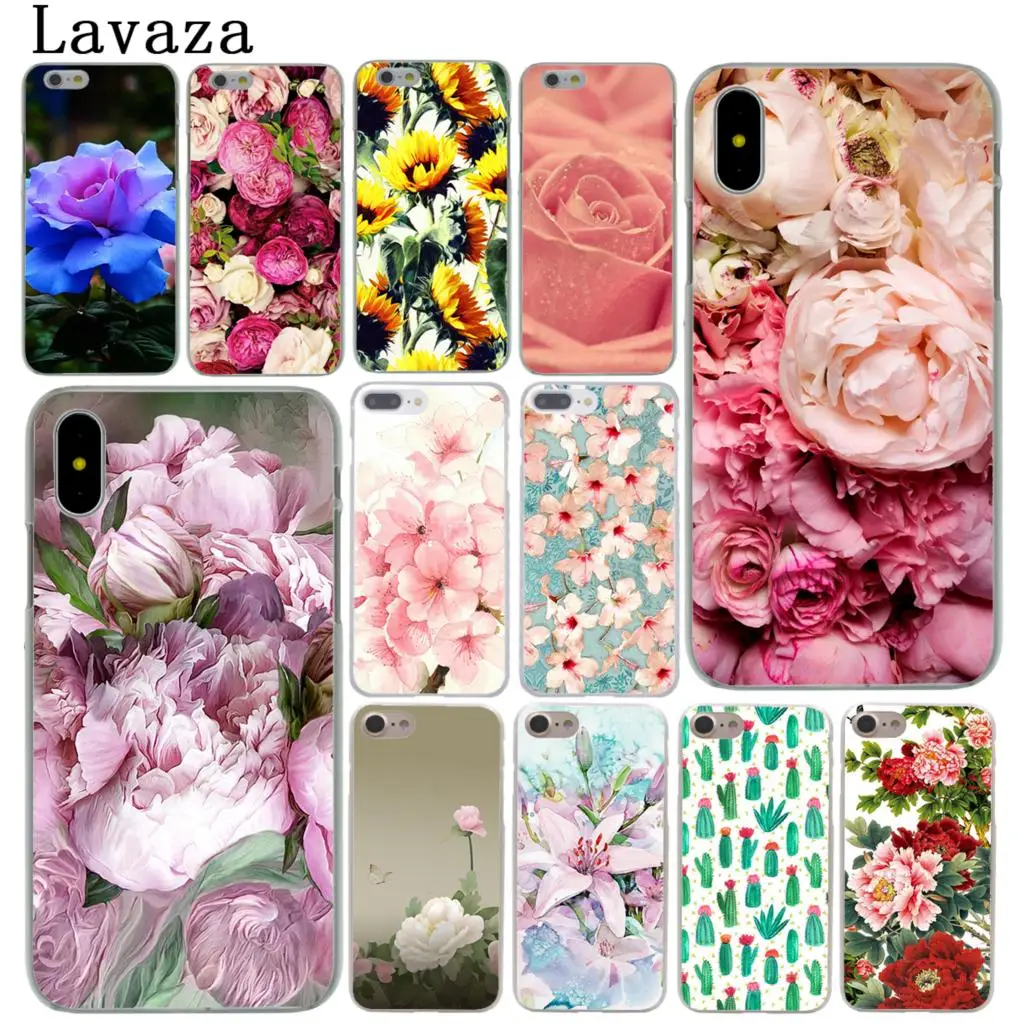 

Lavaza Peony Daisy Cactus Leaves Plants flower Phone Case for iPhone X 8 7 6 6S Plus 5 5S SE 5C 4 4S Sunflowe Rose Plum 8 10