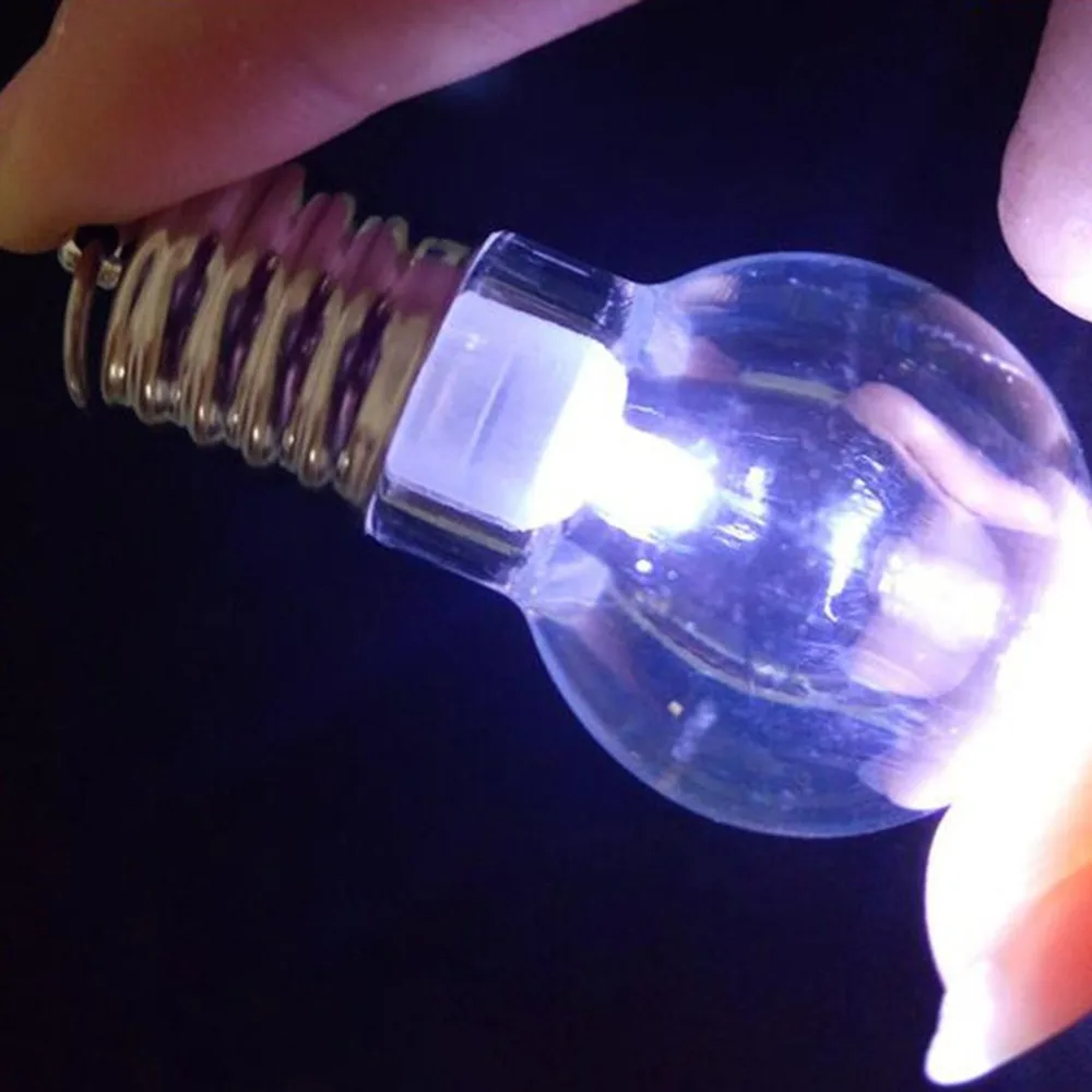 

Spiral Key Chain White Light Lovely LED Bulb Keychain Bright Flash Light Torch Keyring Cute Luminous Clear Lamp Toys