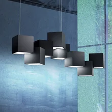 Orthogonal White/Black Office LED Pendant Lights Minimalist Suspension Parlor Hanglamp Restaurant Bedroom Pendant Lamp 220V bdbqbl studio kelly pendant lights painte hollow metal led spherical pendant lamp ac 90 260v bedroom study parlor hanglamp