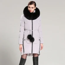 TopFurMall) осенне-зимний Женский Детский пуховик с капюшоном из енота-фу, модная верхняя одежда на утином пуху 80%, пальто 3XL 4XL AF3129