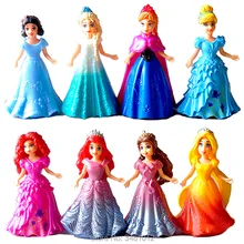 Magic Clip Princess Dress Magiclip Dolls Action Figures Rapunzel Merida Elsa Anna Statue Belle Anime Figurines Kids Toys Gift