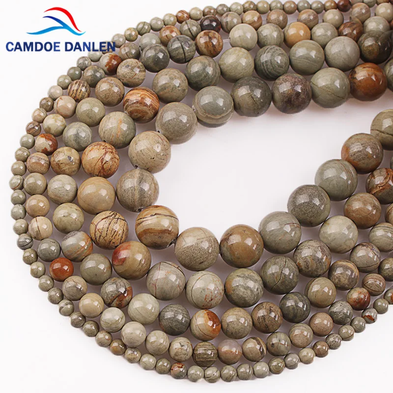 

100% Natural Stone Silver Astrophyllite Round Loose Beads 4 6 8 10 12MM DIY Fashion Beads For Jewelry Making Women Accessories
