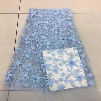 

Blue 3D Flowers Latest African Cord Lace Fabrics High Quality 2018 Nigerian Lace Fabric For Wedding African Lace Fabric H40-1