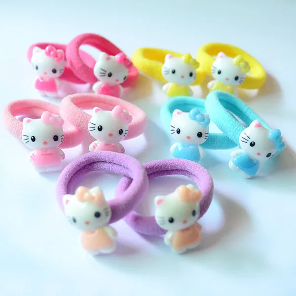 

10 Pcs/Lot Sweet Various Pattern Cartoon Character Elastic Hair Ropes Bands Ropes Kids Hair Accessories PT033/PT034