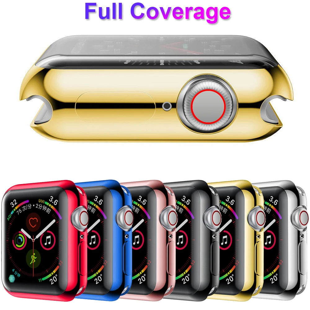 

Fashion 360 Degree Slim Watch Cover for Apple Watch 3/2 42MM 38MM Case Soft Clear TPU Screen Protector for iWatch 4 44MM 40MM