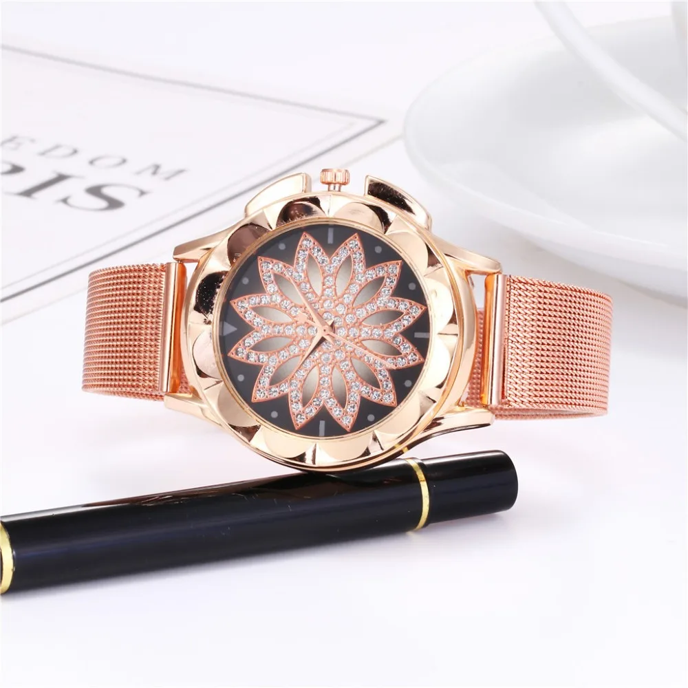 

Luxury Brand Rose Gold Women Watch Fashion Casual Crystal Dress Wristwatch Leather Strap Quartz Watch Female Clock Reloj Mujer #