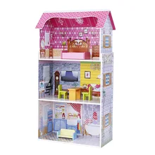 50*24*95 см Девочки большой деревянный розовый дом ролевые игрушки Дети Розовый реальная жизнь деревянная кукла вилла с кукольной мебели подарок на день рождения