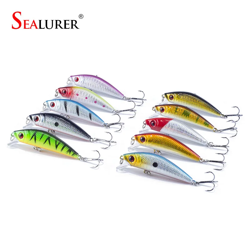 

SEALURER  10Pcs/lot  Fishing Lure  Sinking MInnow  Crankbait  With 2   Hooks  7cm/8.5g  Fishing Tackle