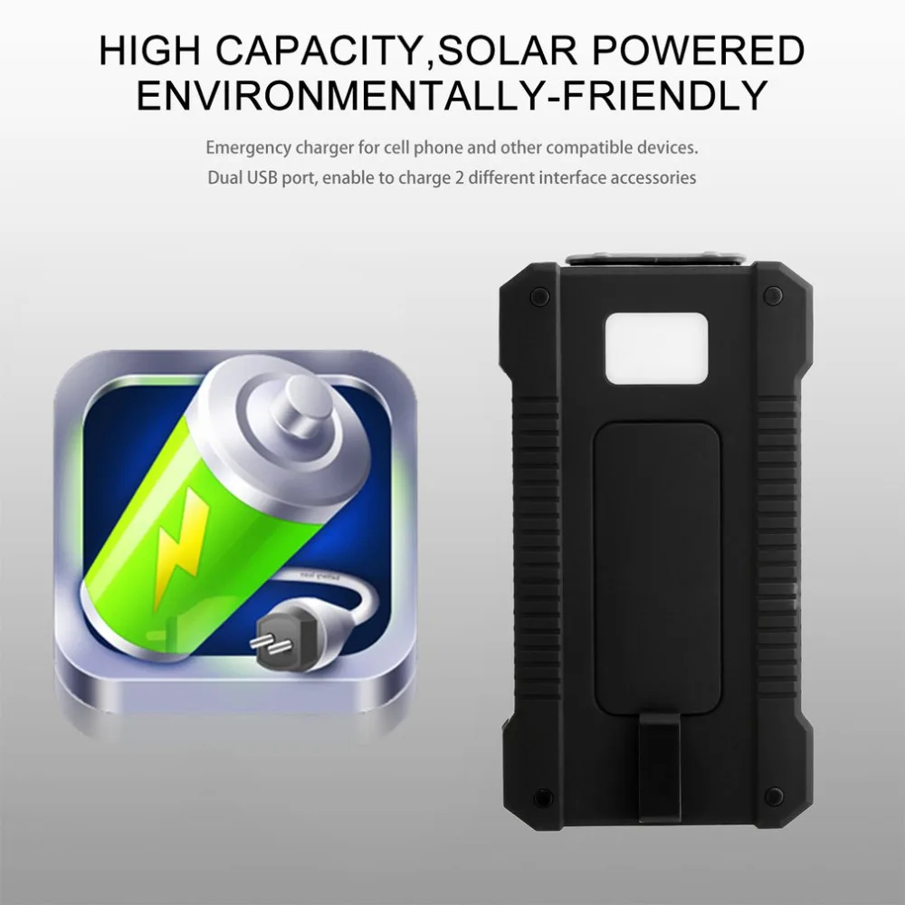 Solar Power bank 30000mAh Portable Waterproof Solar Charger powerbank 30000 mah Dual USB External Battery Power Bank Charger