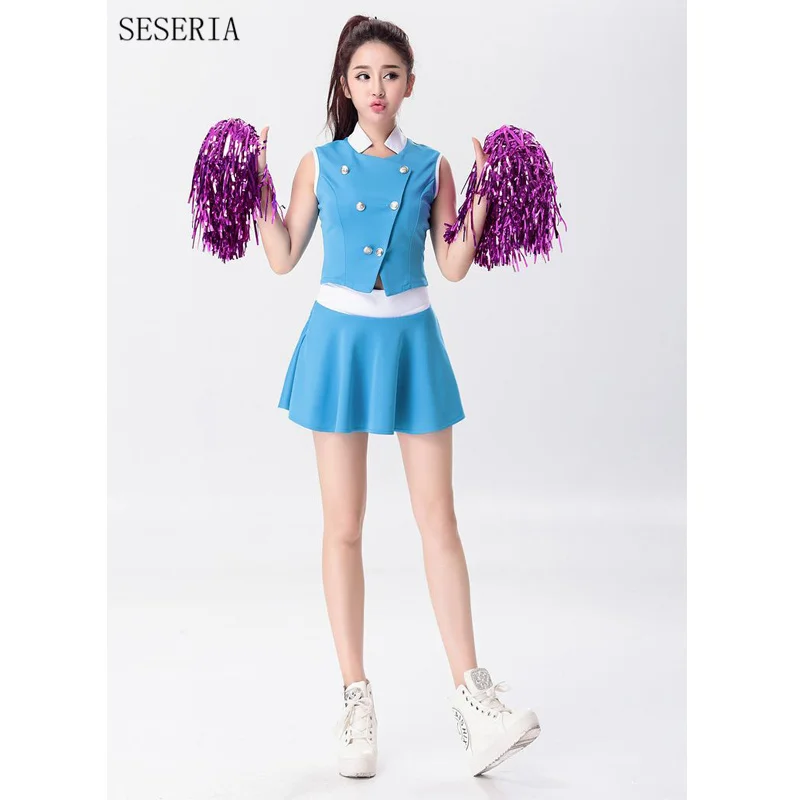 SESERIA 2 Pz Glee Stile Cheerleader Varsity Blu Cheerleader Uniforme Ragazz...