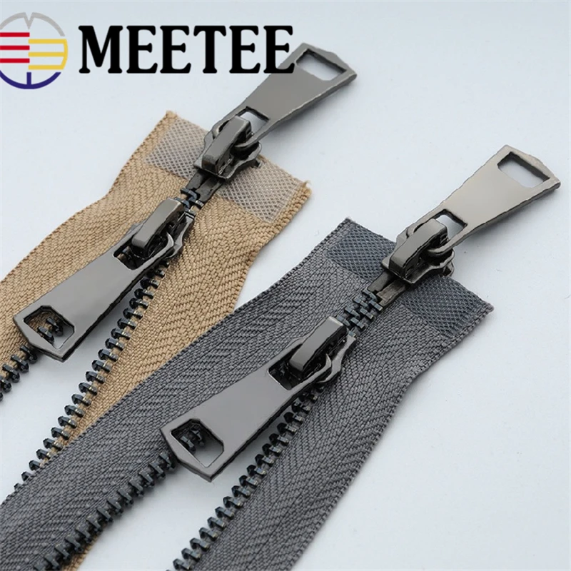Meetee 120cm 5 Double slider open end metal zipper gun black teeth DIY