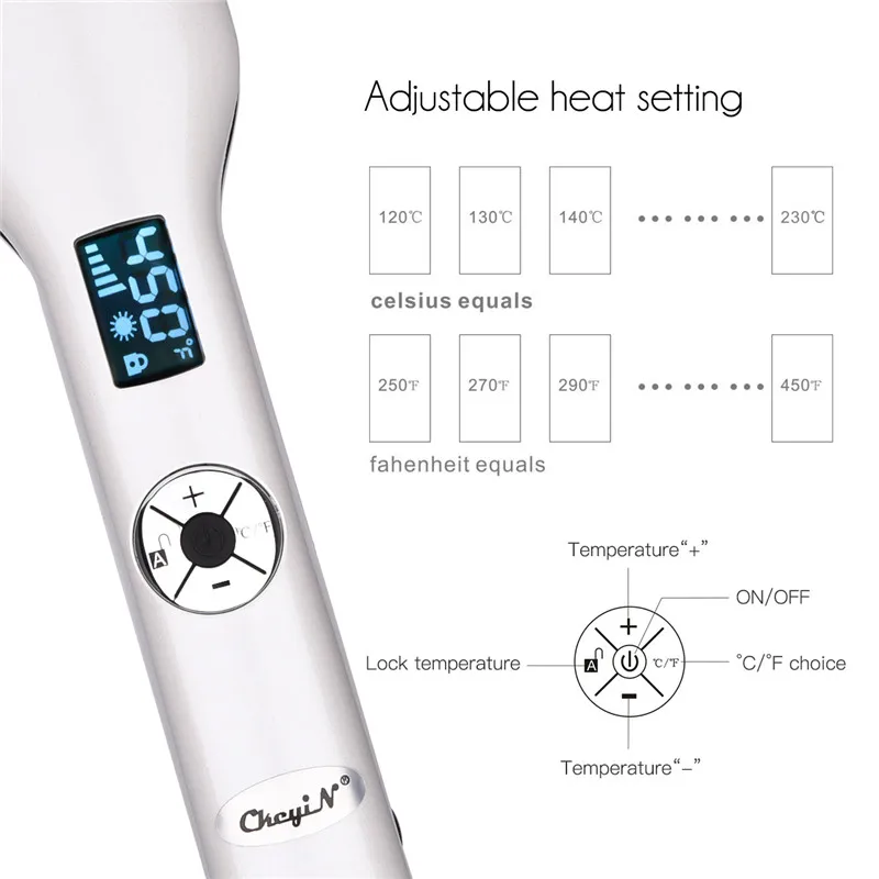 Продажа 3D вращающийся выпрямитель для волос Профессиональный PTC утюжок для укладки волос Быстрый нагрев плоский утюг с широкой нагревательной плас...