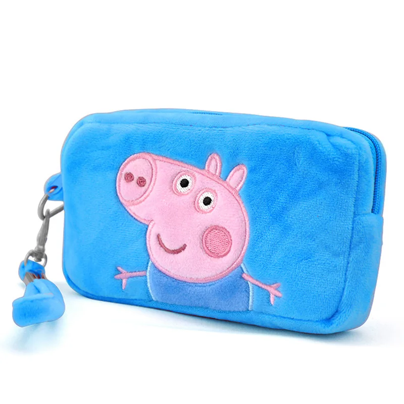 Подлинный Свинка Пеппа Джордж свинка Плюшевые игрушки Дети Девочки Мальчики Kawaii детский сад сумка Рюкзак кошелек деньги школьная сумка телефон сумка куклы - Цвет: Blue