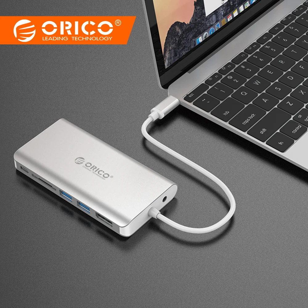 

ORICO 7 in 1 Type-C Multifunction Docking Station USB C to Card Reader DisplayPort HDMI 4K USB3.0 Type C PD Adapter For MacBook