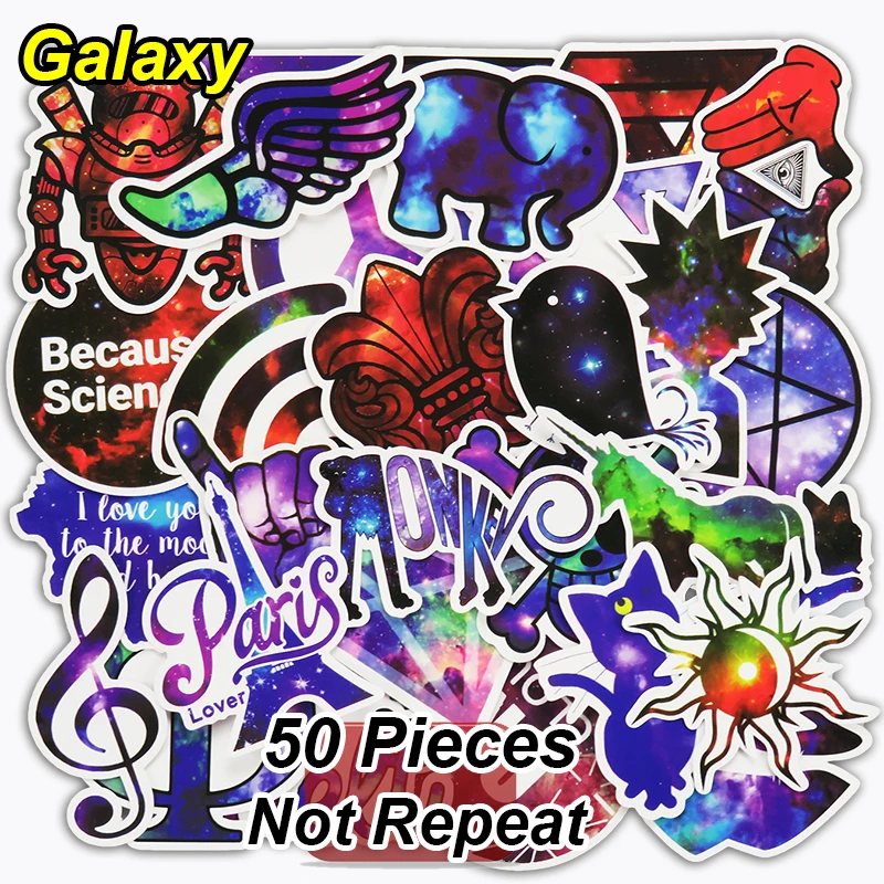 

New 50 PCS Galaxy Stickers for Motorcycle Suitcase Home Decor Phone Bike Laptop Toys DIY Decals Bomb Car Styling JDM Sticker