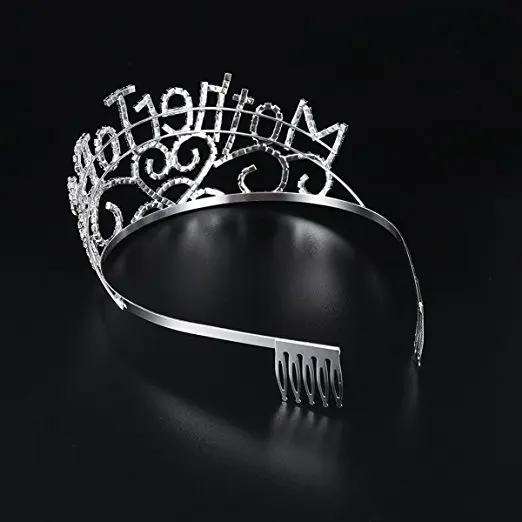 Frcolor Metal Mother To Be Silver Tiara Hearts Crown with Sparkling Rhinestones for Baby Shower Future Expecting Mom Decorations Gift (1)