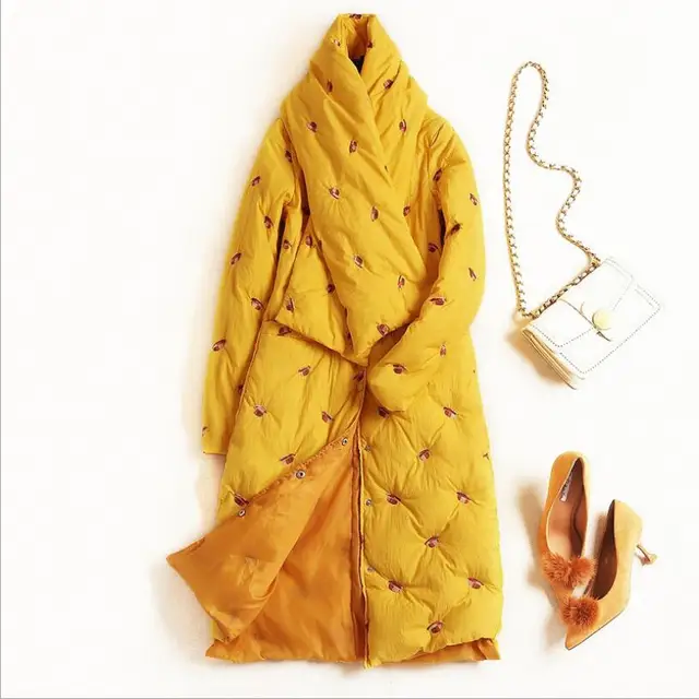 2018 зима новый модный бренд 90% белый пуховик женский большой размер теплый длинный пуховик с красивым нагрудником