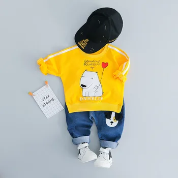 

Toddler Baby Boy Clothes Set Spring Autumn For Cartoon Dog T shirt + Jeans Outfit 1 2 3 4 Years Infant Bebe Girls Clothing Suit