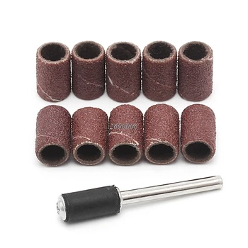 

(OOTDTY)10Pcs 6mm Grit 120# Sanding Bands +3.17mm Mandrel Rotary Tool Nail Drill Bits APR28_30