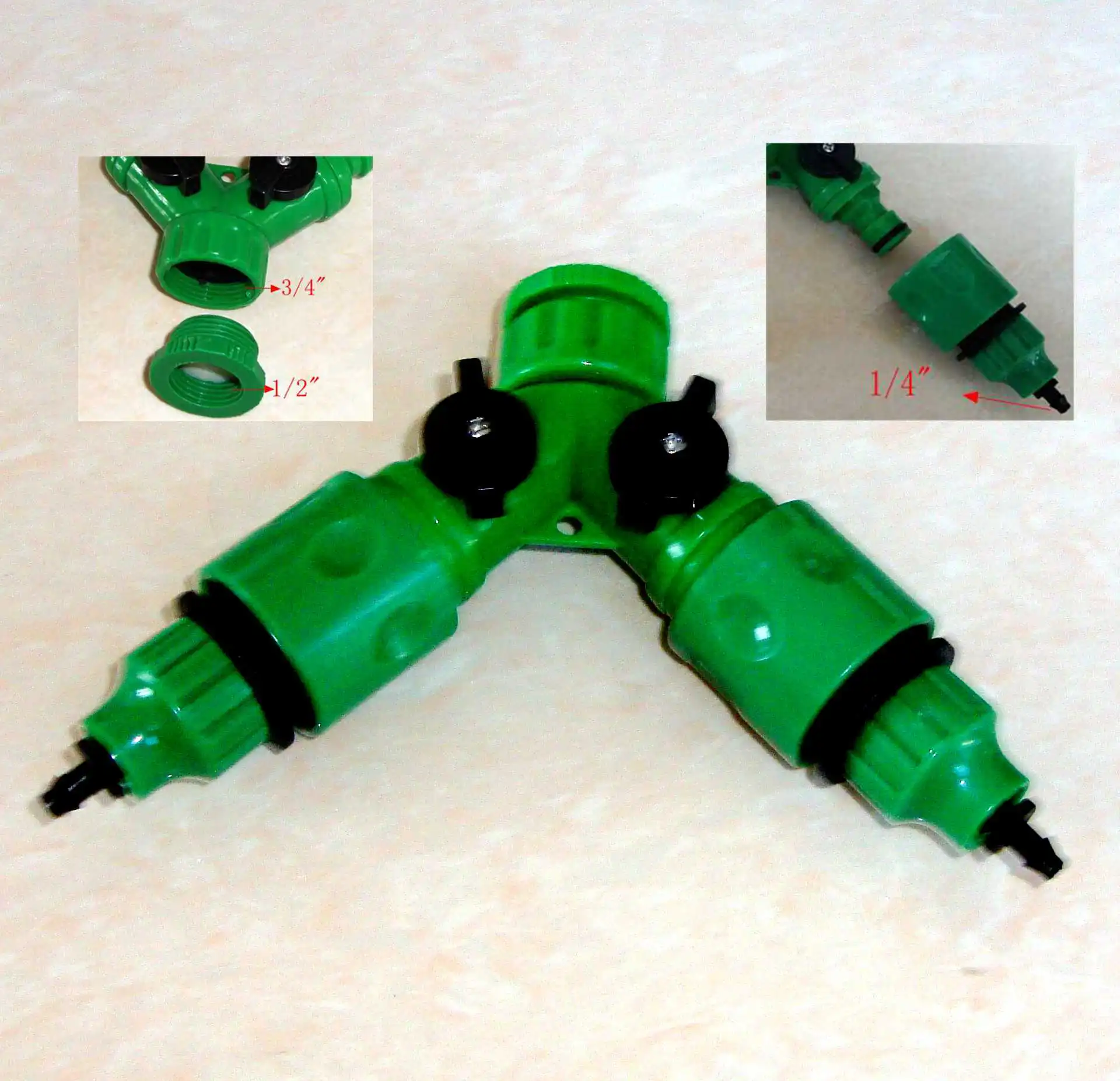 Garden Hose Pipe two Way Adapter Y Tap Connector Fitting For hose drip