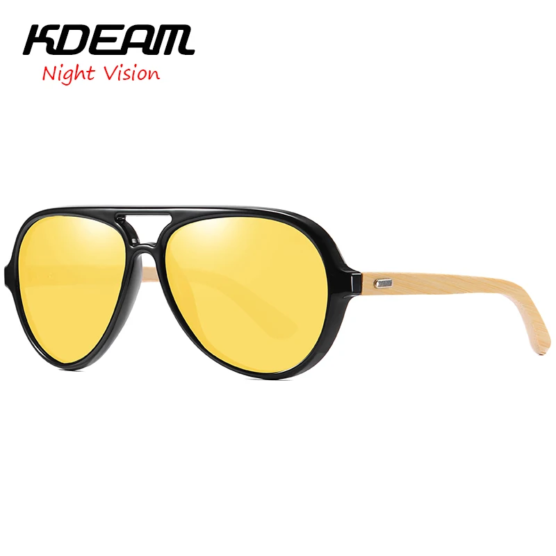 

Night vision New Pilot Sunglasses Bamboo Men Polarized Sun Glasses KDEAM Classical 9 Colors Women Round UV400 Glasses KD8804