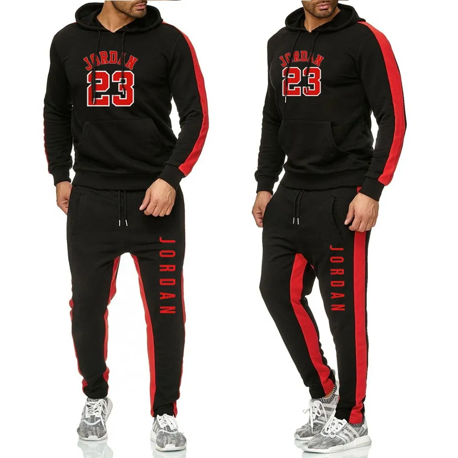 2019 New Print 23 Men's Fashion Casual Sports Pullover Cotton Hoodie  Mens Tracksuit Sports Casual Fashion Suit Men Sweat Suit