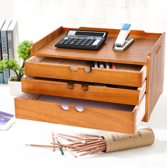 Storage Products Desktop Box Wooden Office Desk Drawer Cabinets Small With Finishing File